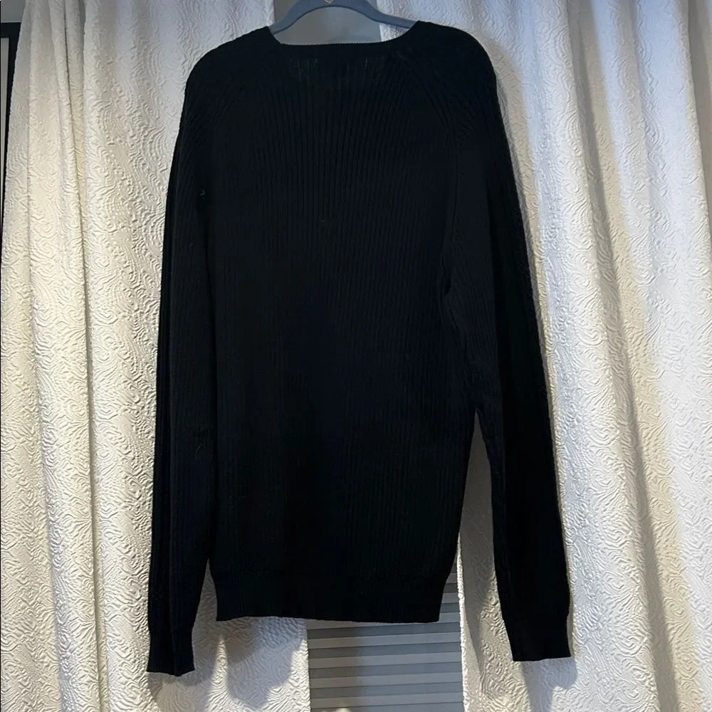 Nautica Men's Black Ribbed Crewneck 100% Cotton Sweater